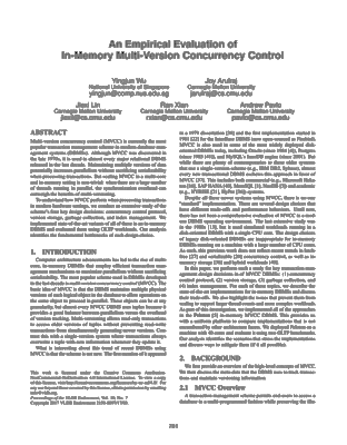 Screenshot of the pdf document for An Empirical Evaluation of In-Memory Multi-Version Concurrency Control